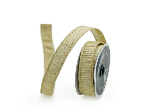 Pleated Metallic Champagne Ribbon