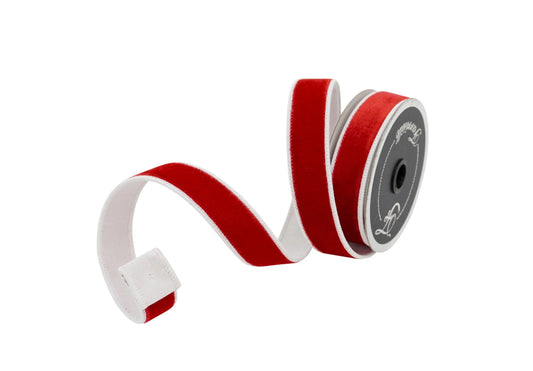 Two Tone Velvet Ribbon- Red & White