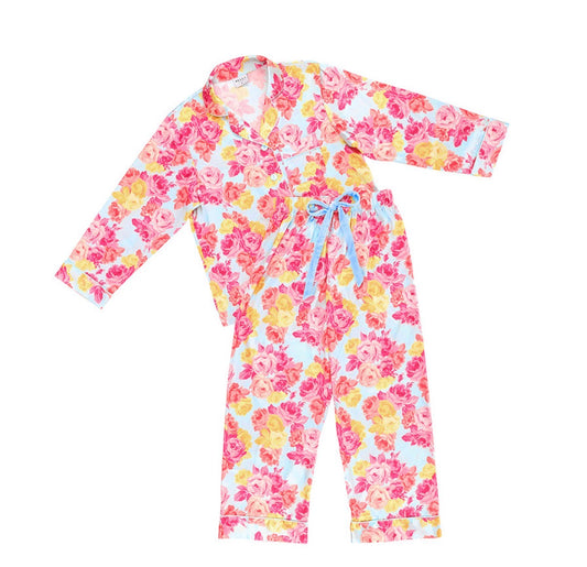 Blue & Rose Floral Capri PJ Set