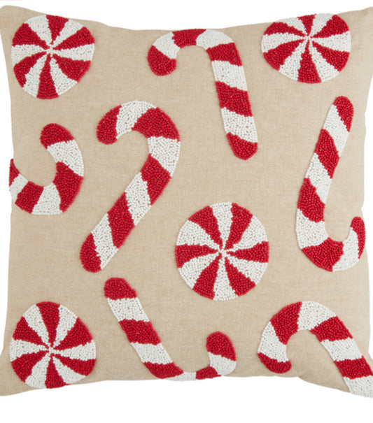 Candy Cane Beaded Pillow