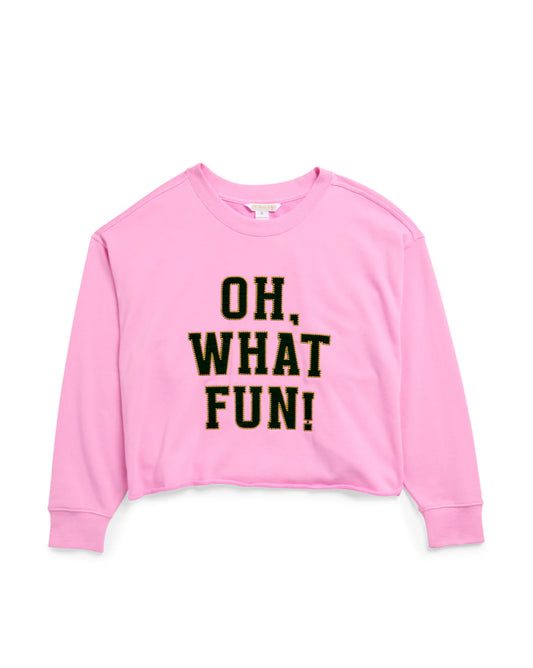 "Oh What Fun" Lounge Sweatshirt, Candy Pink