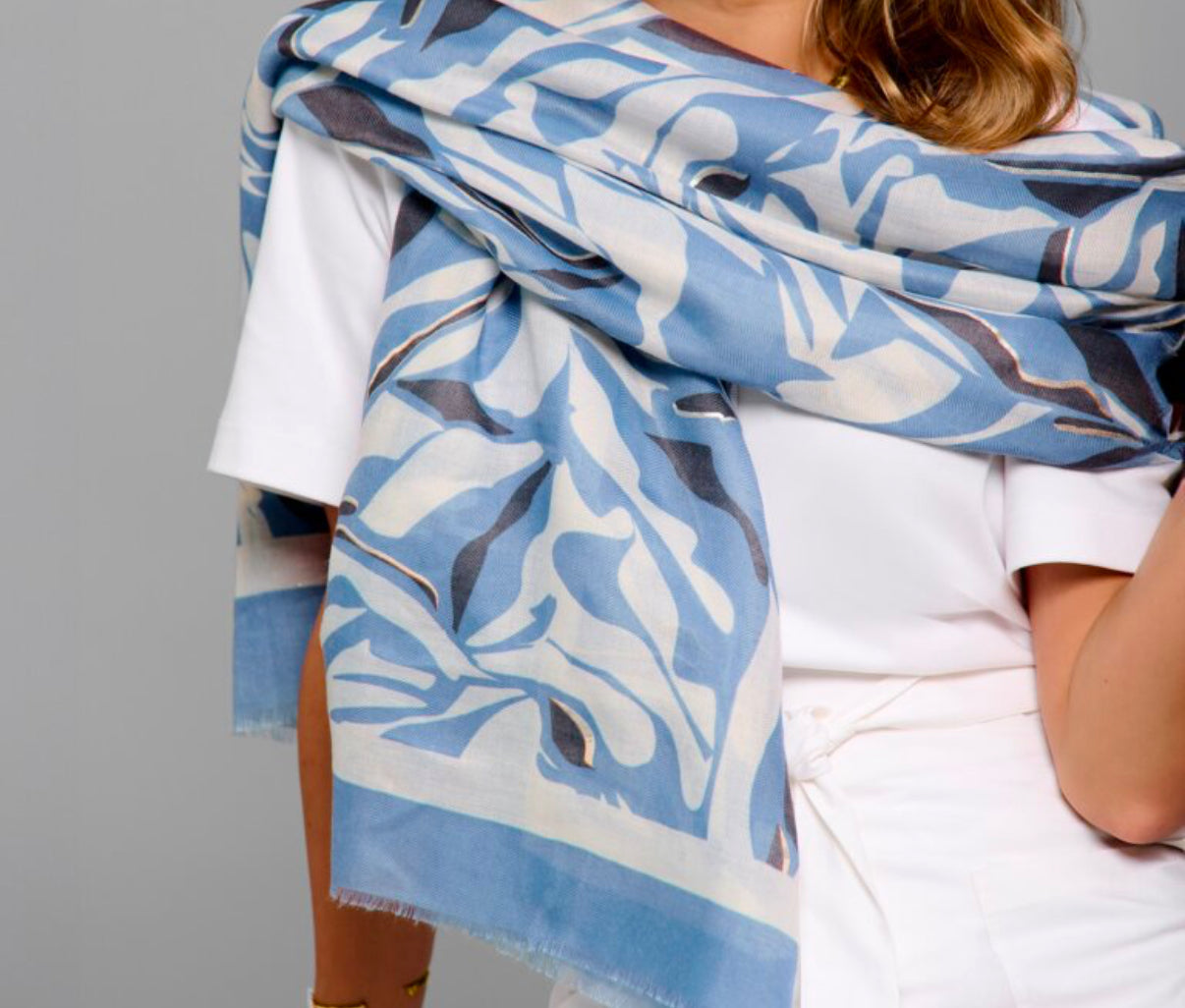 Blue Blossom Printed Scarf