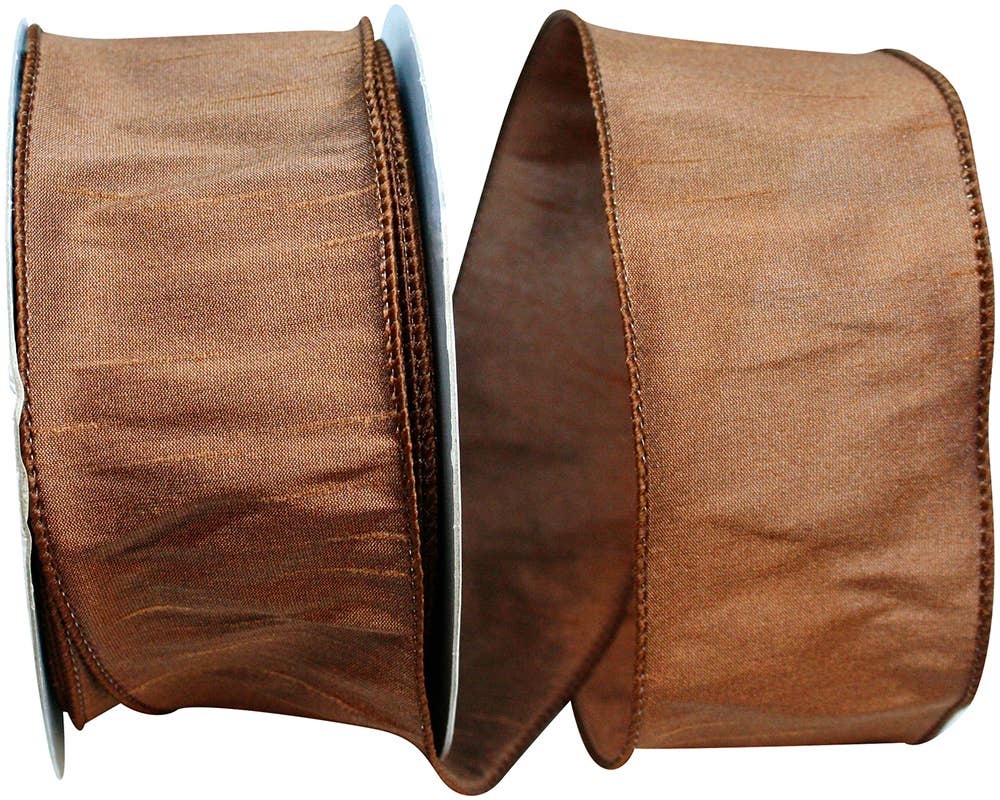 Dupioni Supreme Wired Edge, Brown, 2-1/2 In, 20 Yards
