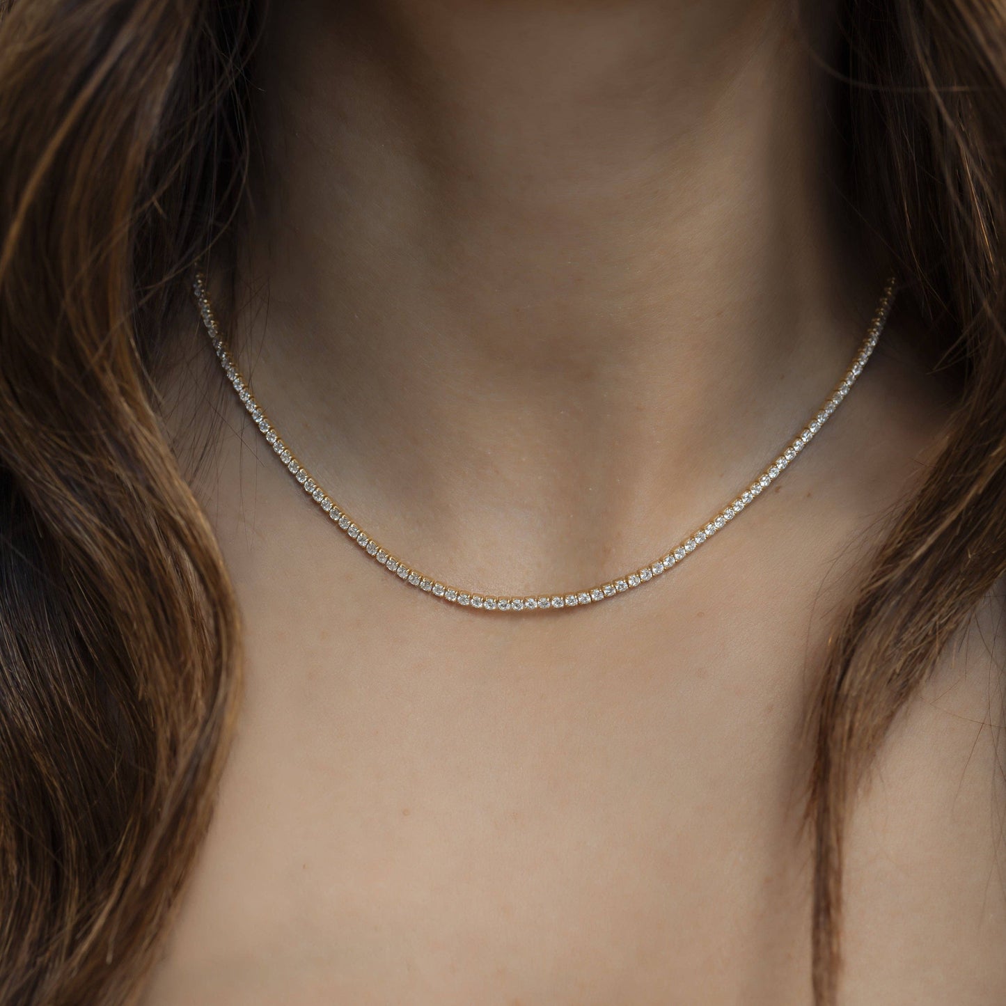 2mm Tennis Necklace: Gold / 15" + 3" Ext