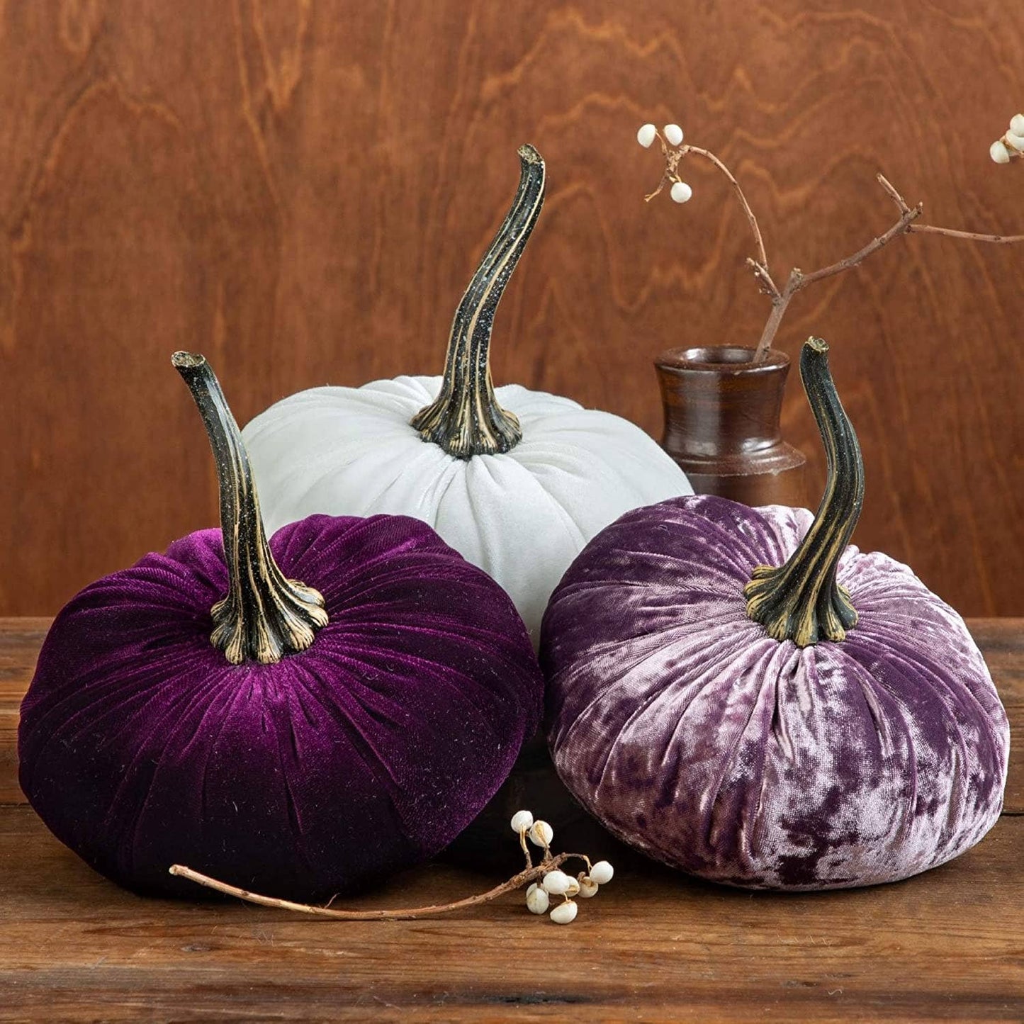 Pumpkin Large Velvet, Fall Mantel Decor, Halloween Table: Olive