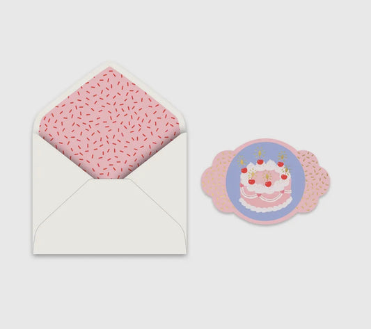 Cherries On Top Birthday Cake Deluxe Greeting Card