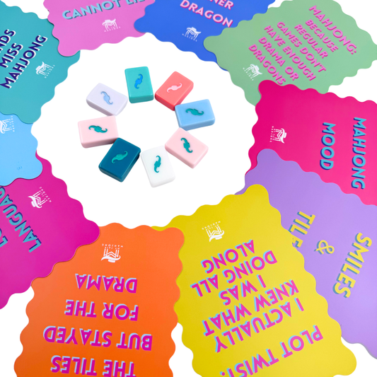 MAHJONG SHUFFLE CARD  |  Scalloped Edges & Bright Colors  |  Sized to Store with Mahjong League Cards: 03-BLUE- CANT TALK