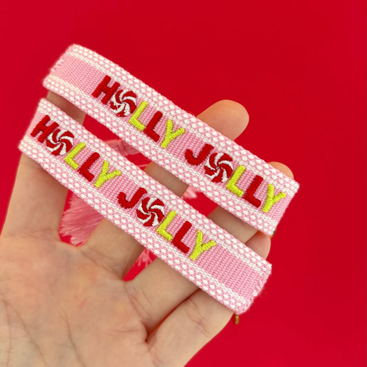 Holly Jolly NEW MINI SIZE kids embroidered tassel bracelet