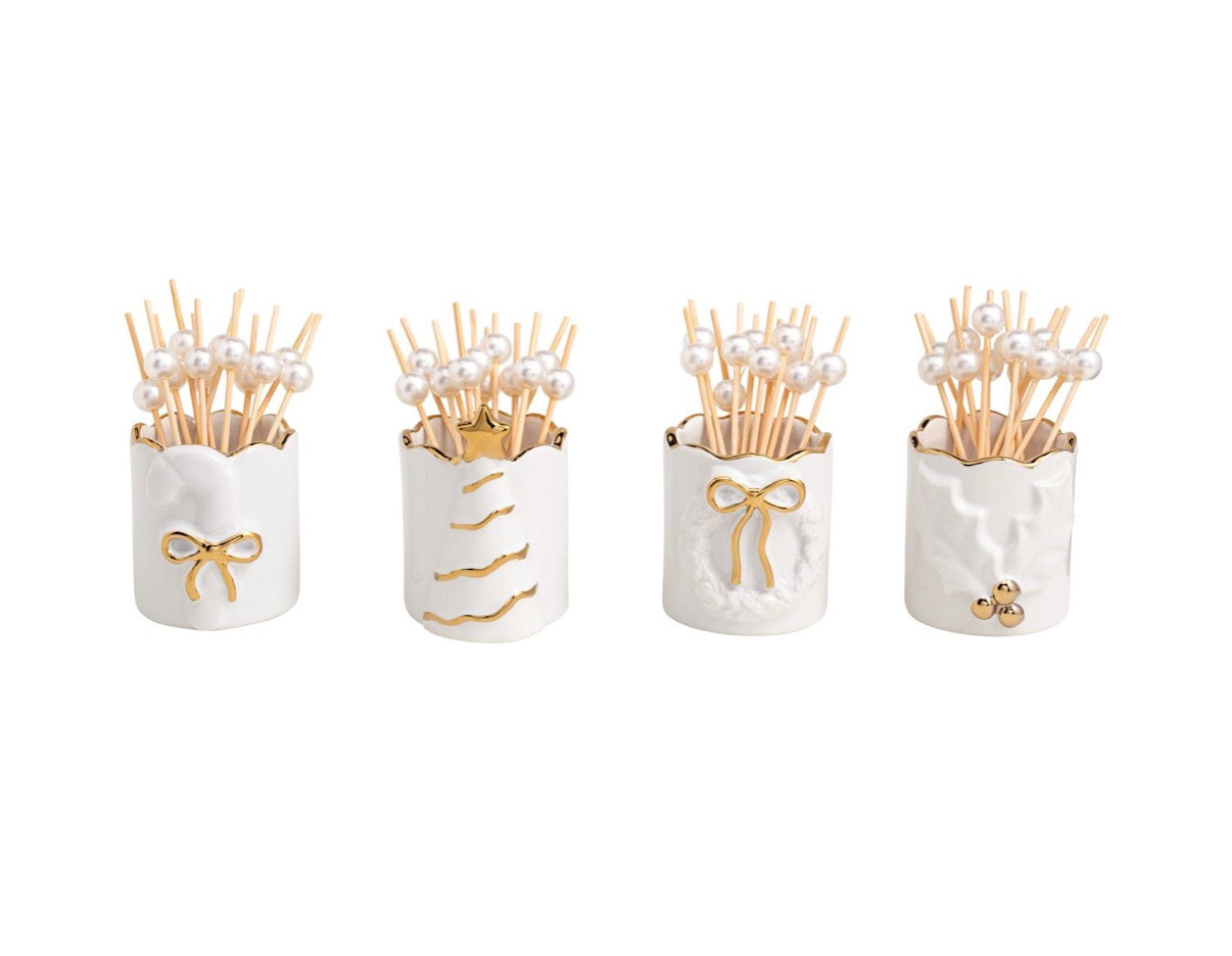 Gold Edge Toothpick Caddy Sets