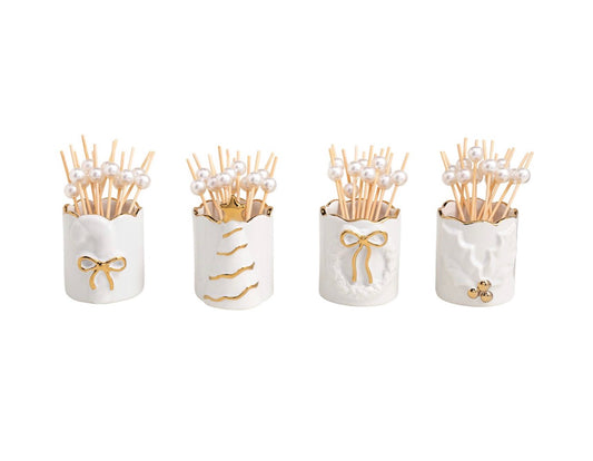 Gold Edge Toothpick Caddy Sets