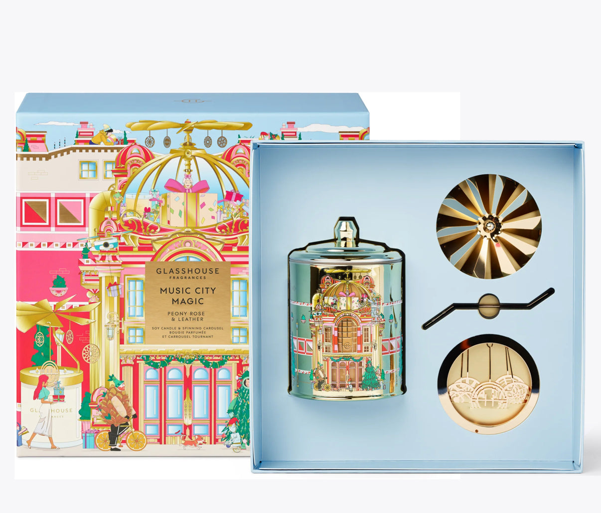 13.4OZ. CANDLE WITH SPINNING CAROUSEL GIFT SET - Music City Magic