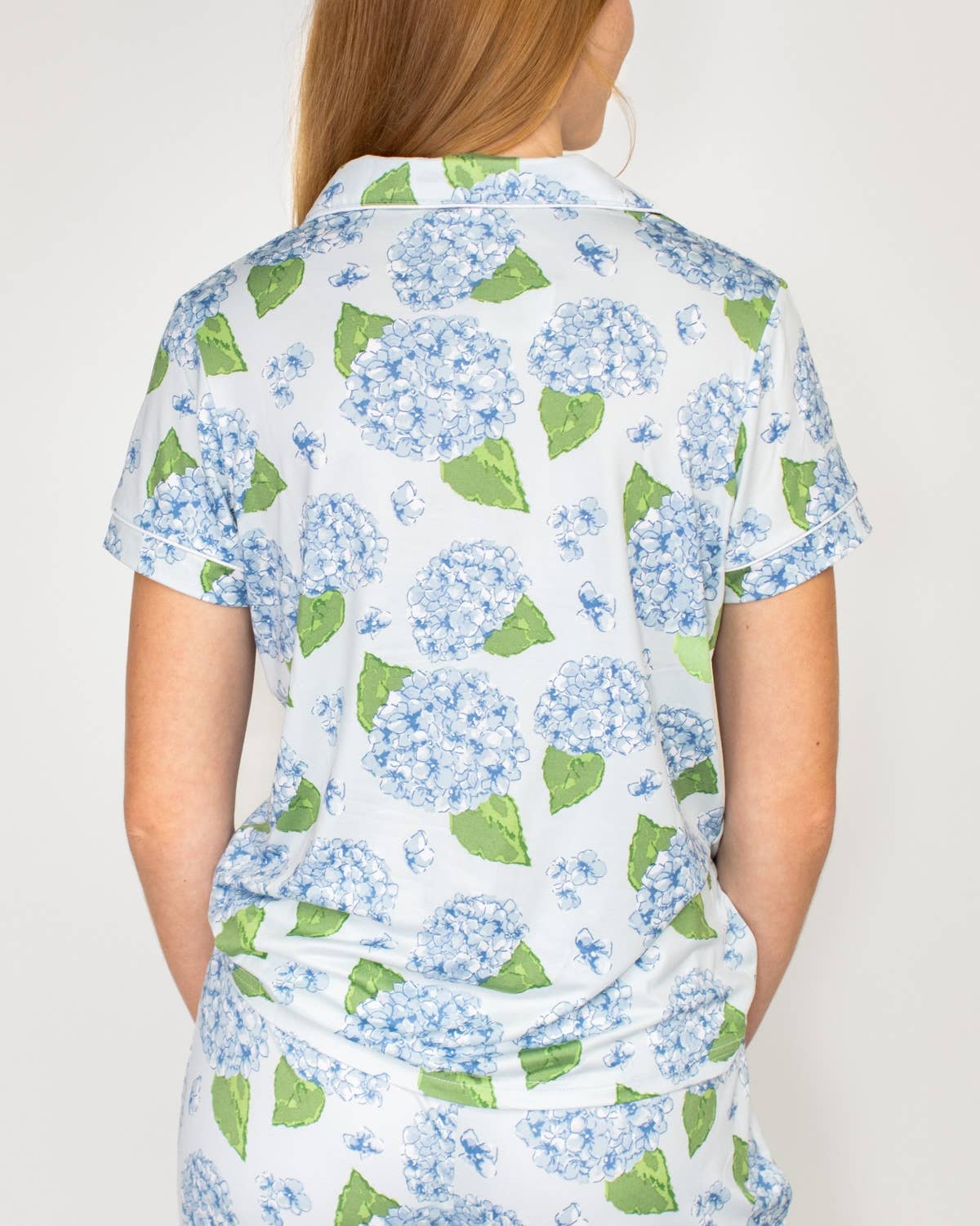Hydrangea Short Sleeve Button Up Sleep Shirt   Illusion/Blue/Green   -Asst.: XLarge