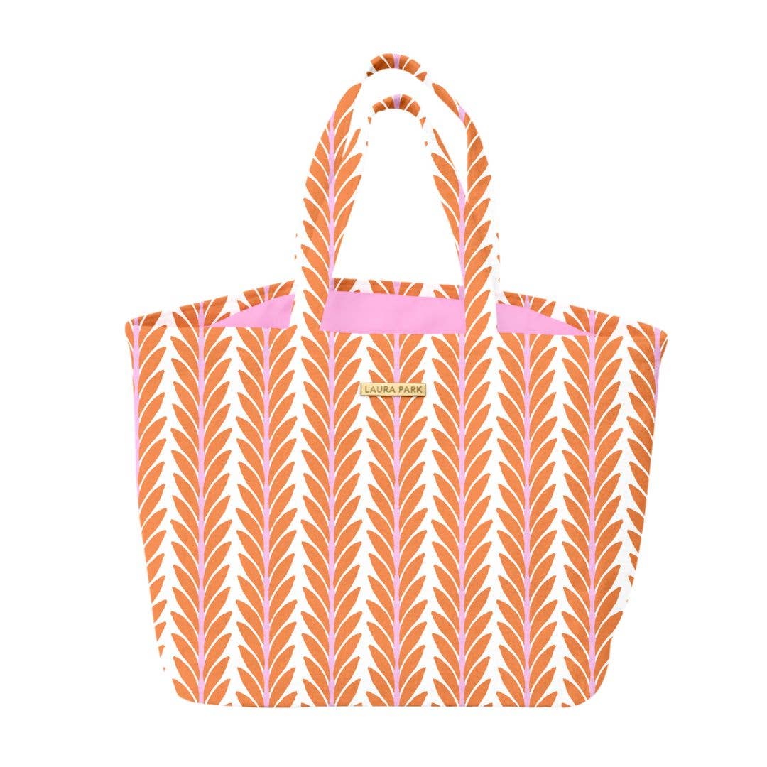Frond Orange Terry Beach Tote: One Size