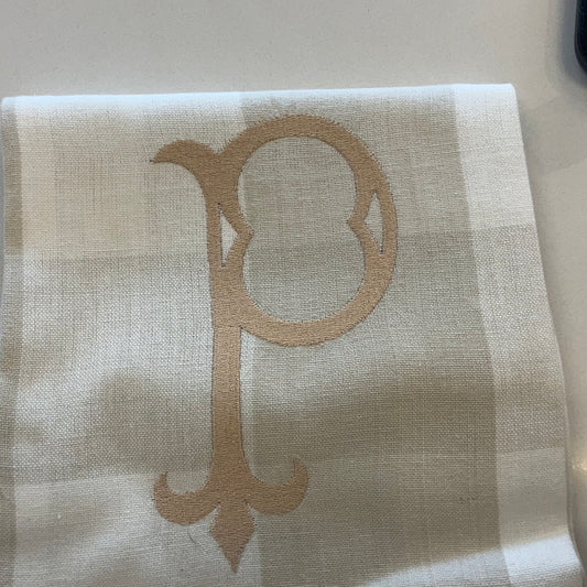 Gingham Gold Initial Tea Towel