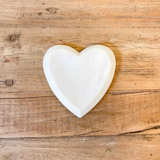Heart Shaped Marble Trinket Dish   White    5x5x.07