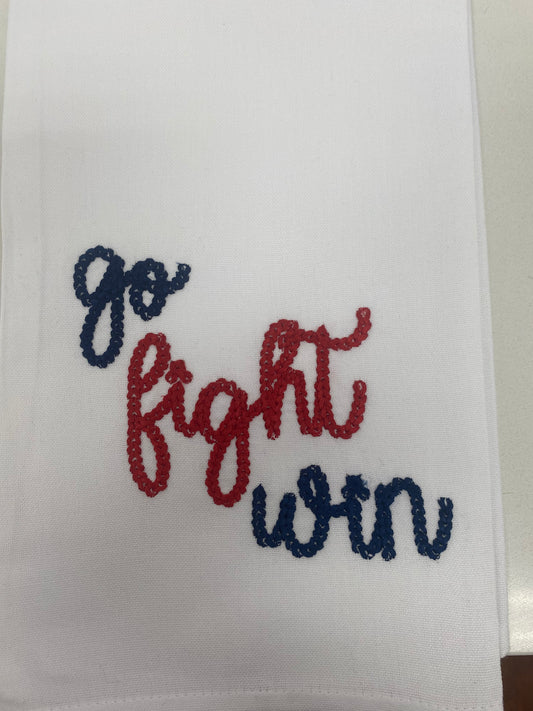 Go Fight Win Red & Blue Tea Towel