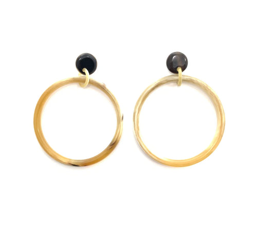 Natural and Black Horn Circle Earring
