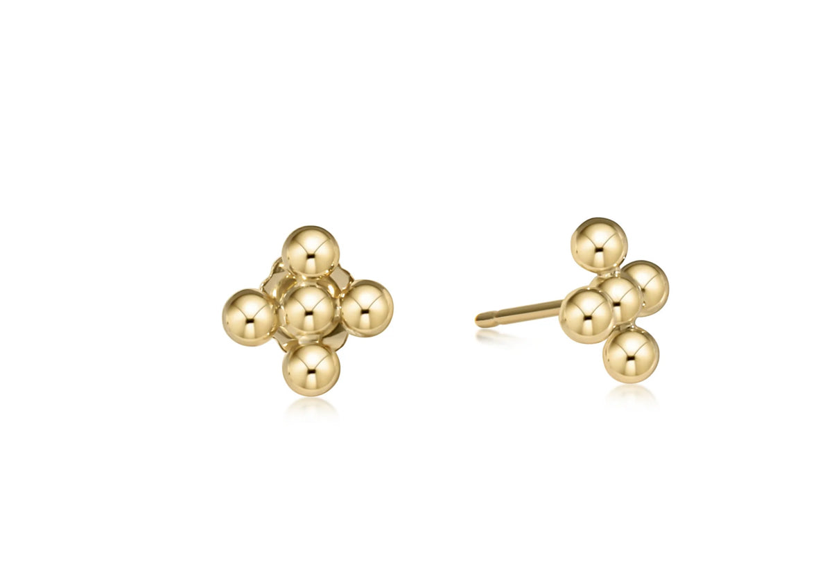 Classic Beaded Signature Cross Stud - 3mm Bead Gold