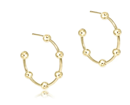 beaded simplicity 1" post hoop - 4mm gold