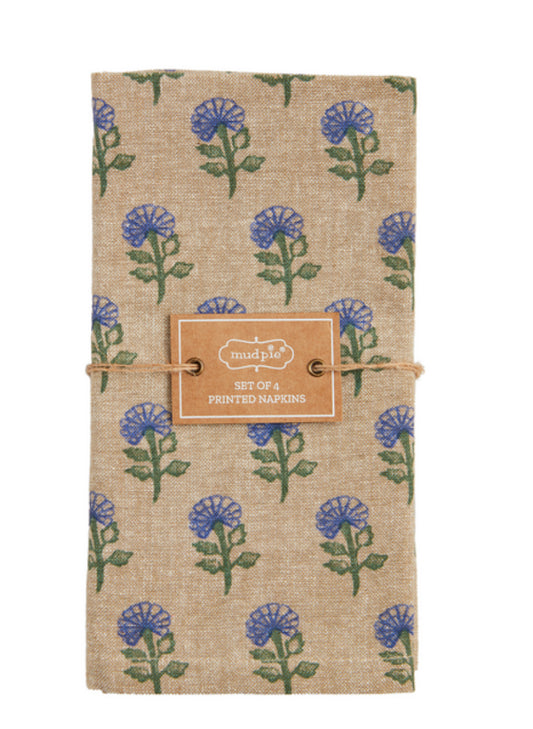 Green Floral Cloth Napkins