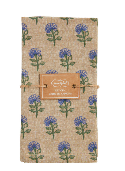 Green Floral Cloth Napkins