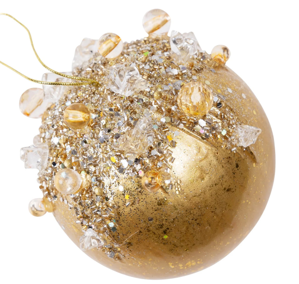 Crystal Bejeweled Ornament- Gold
