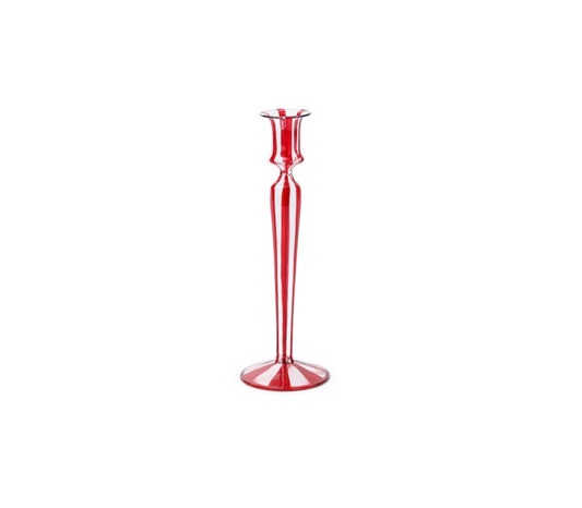 Red Stripes Glass Taper Holder