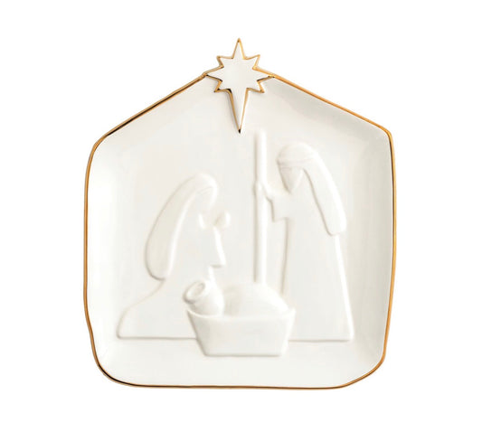 Gold Edge Nativity Platter