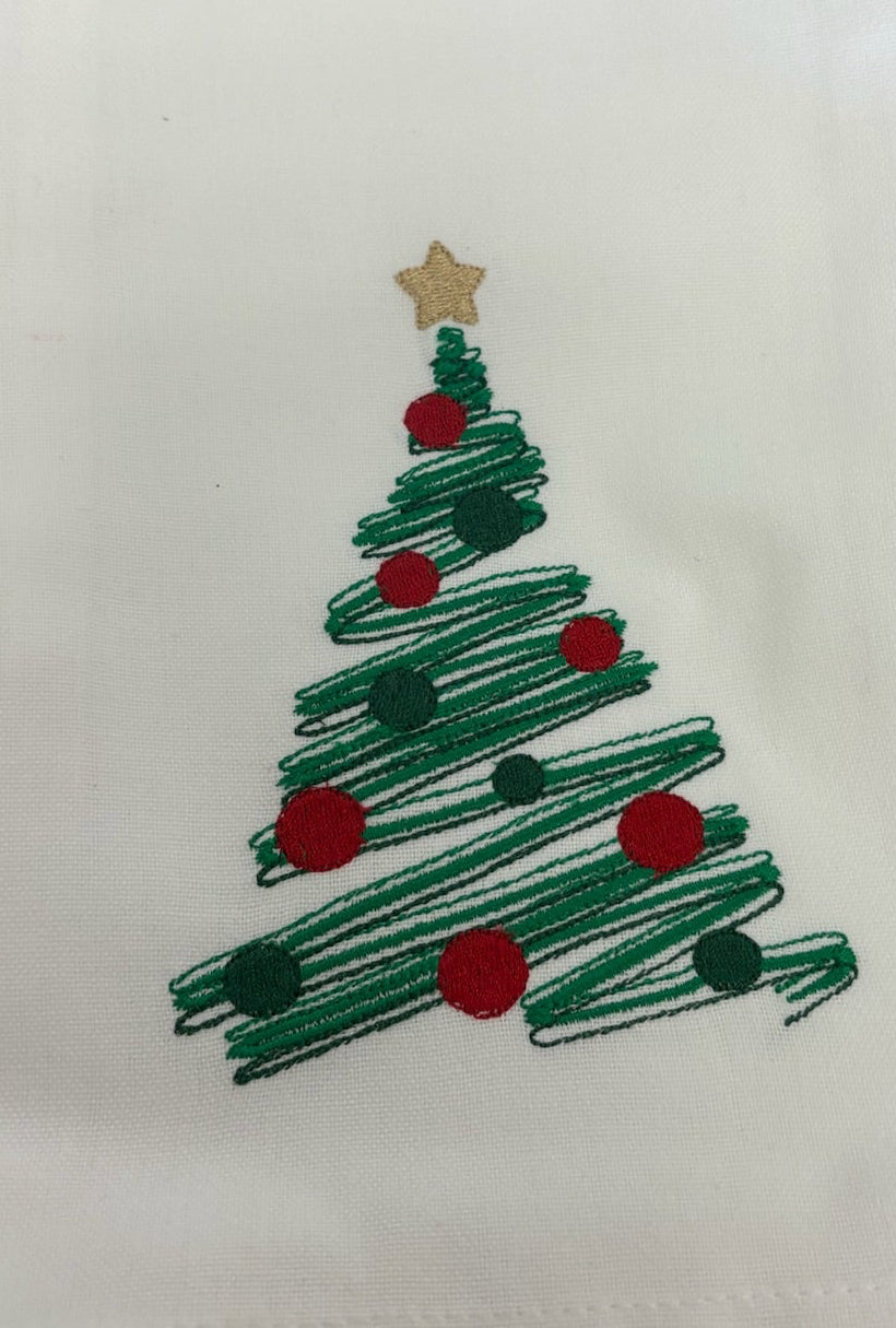 Tree with Ornaments Tea Towel