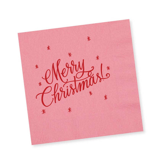 Merry Christmas NAPKINS | PINK with RED