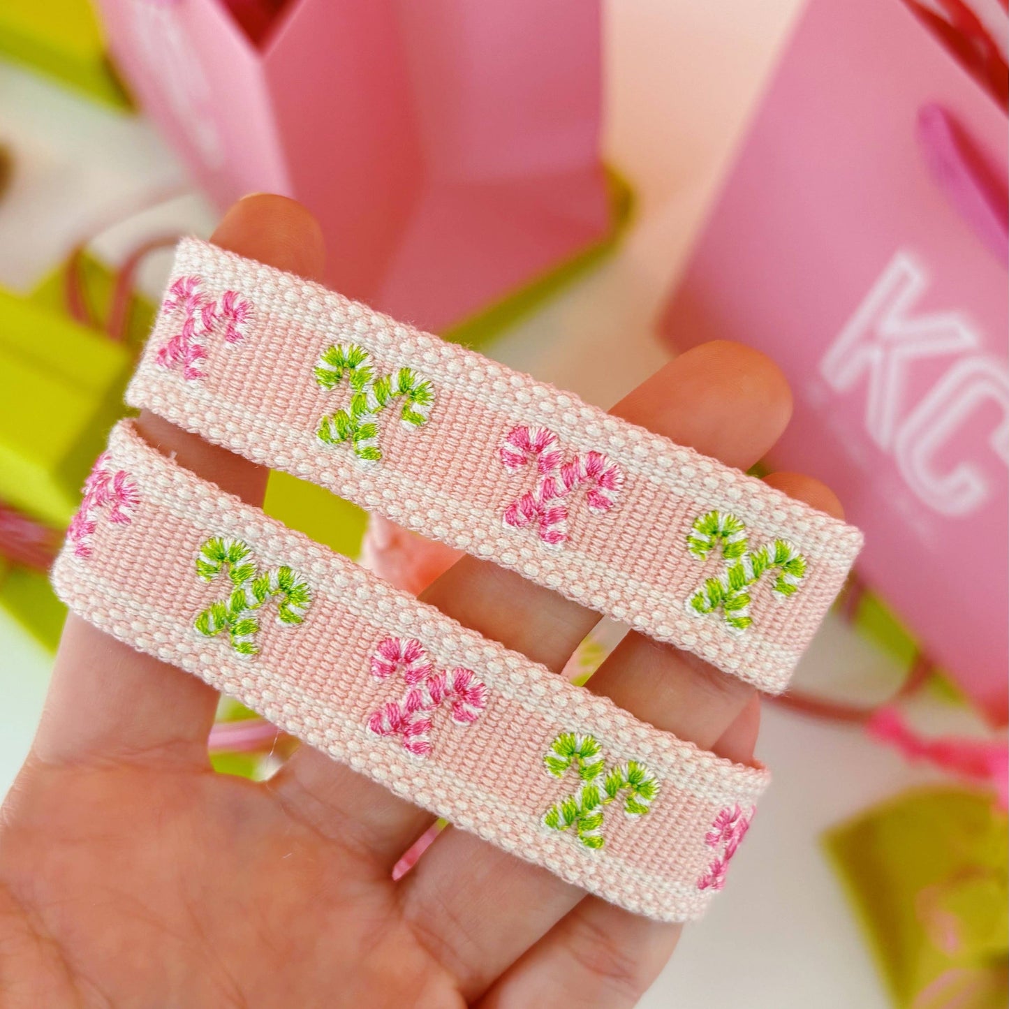 Candy Cane embroidered tassel bracelet NEW MINI SIZE KIDS