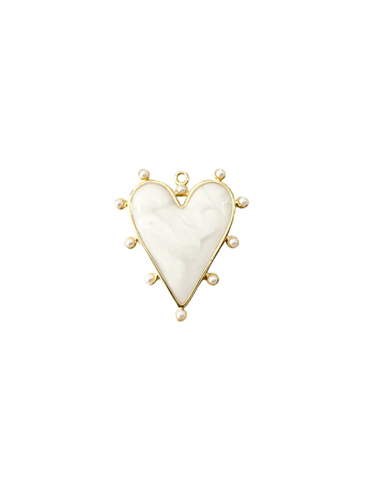 White Pearl Heart Scarf Charm - Barry Heart