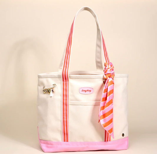 Sicily Stripe Pink- Canvas Tote Bag