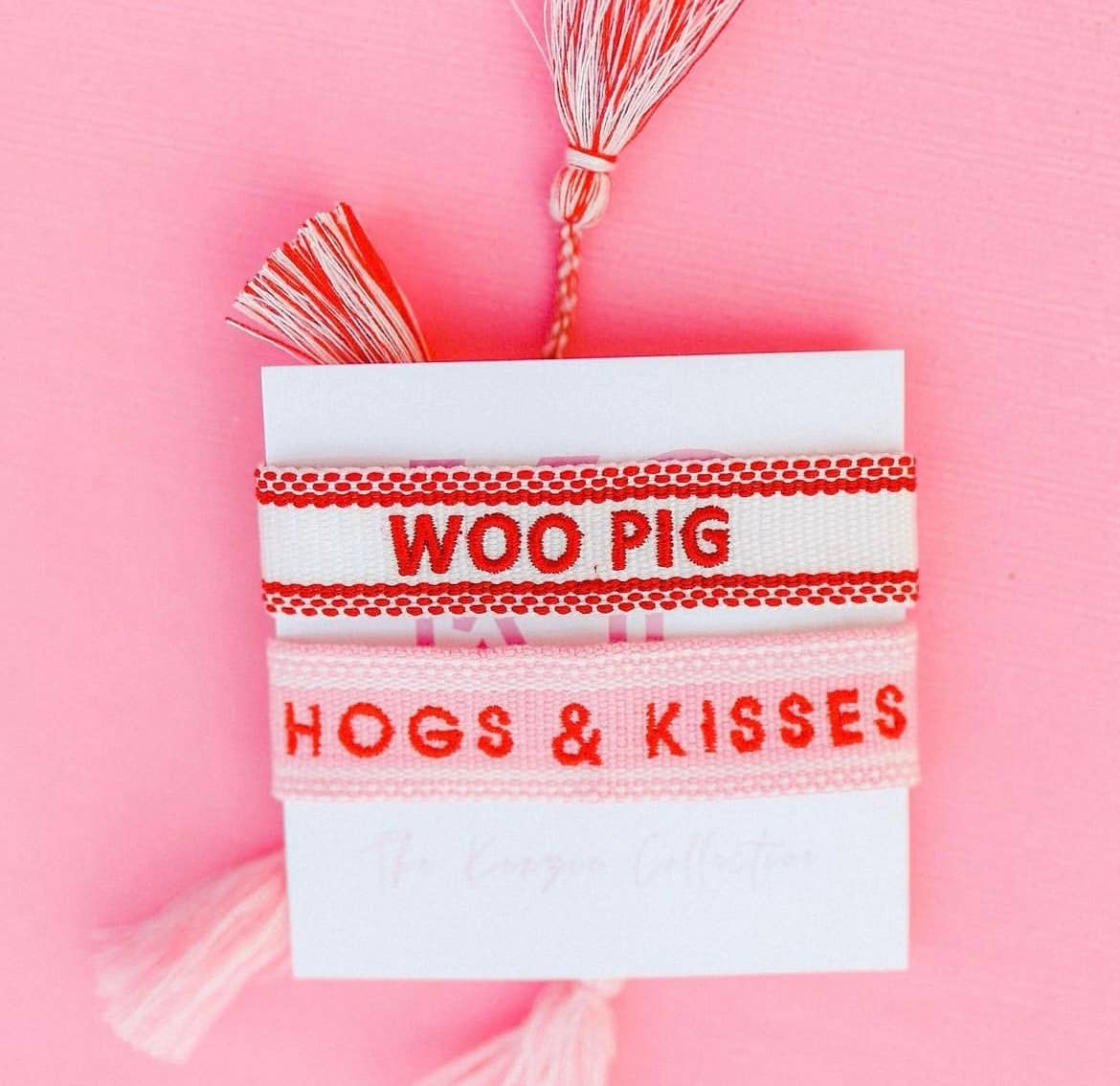 Woo Pig embroidered tassel bracelet