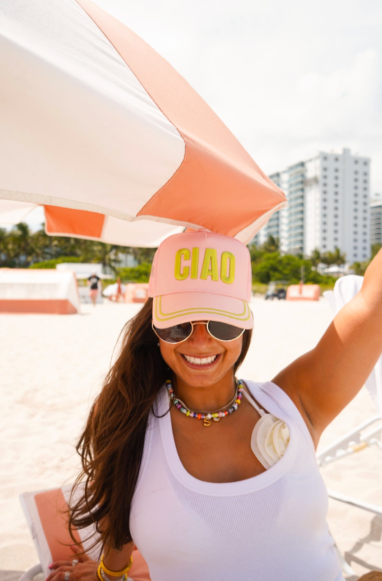Ciao - Pink Canvas Trucker Hat