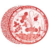 VIDA Faenza and Leopard Reversible Round Placemats Set of 4 White and Red