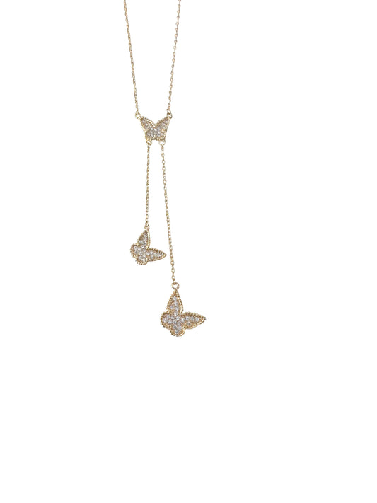 Butterfly Drop Necklace: Gold