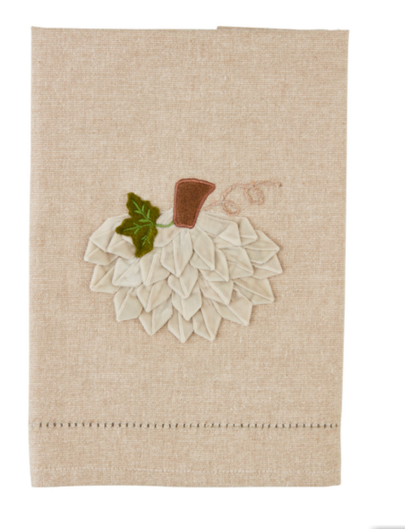 CREAM VELVET RIBBON PUMPKIN TOWEL