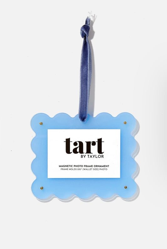 Scalloped Frame Ornament - Denim Blue