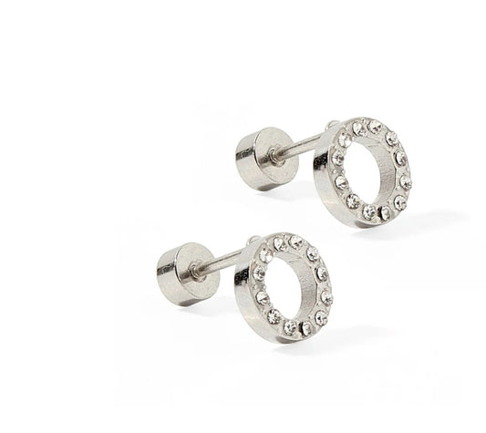 Screwback Stud Earrings - Lainey Silver