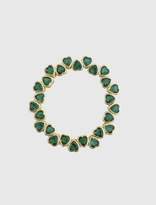 Heart Stretch Bracelet- Green
