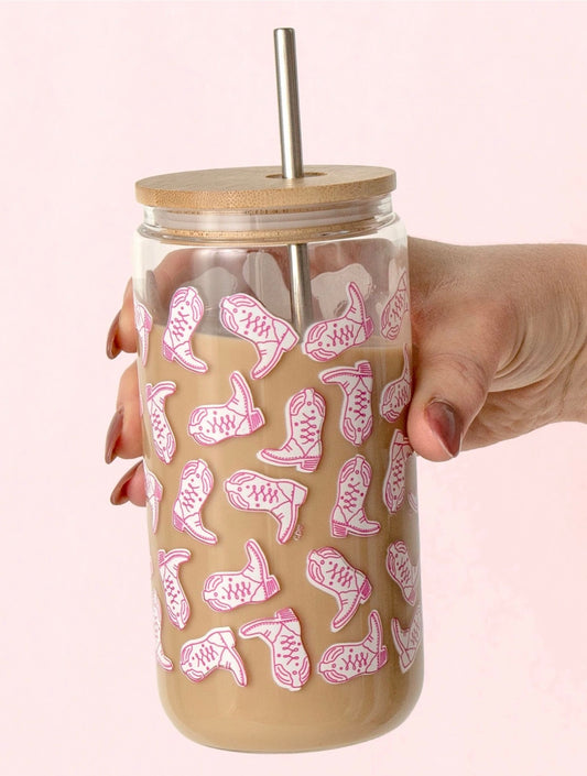 Western Cowgirl Boots Glass Can