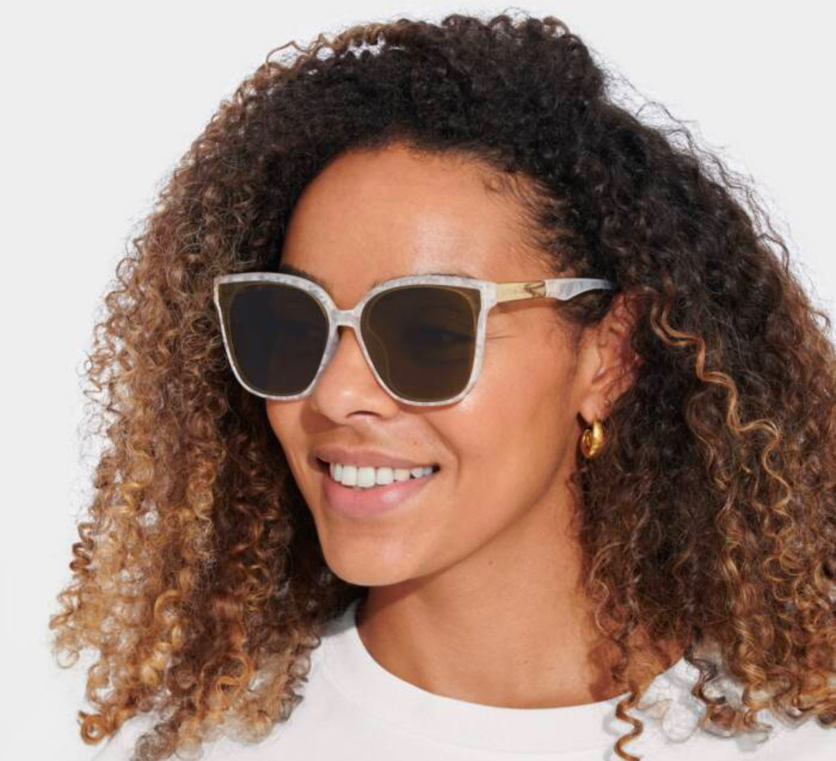 Savannah Sunglasses- White Marble