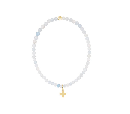 Classic Aquamarine 3mm Bracelet - Signature Cross