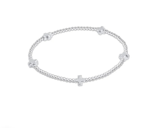 Signature Cross Small Sterling Pattern 2mm Bead Bracelet- Sterling