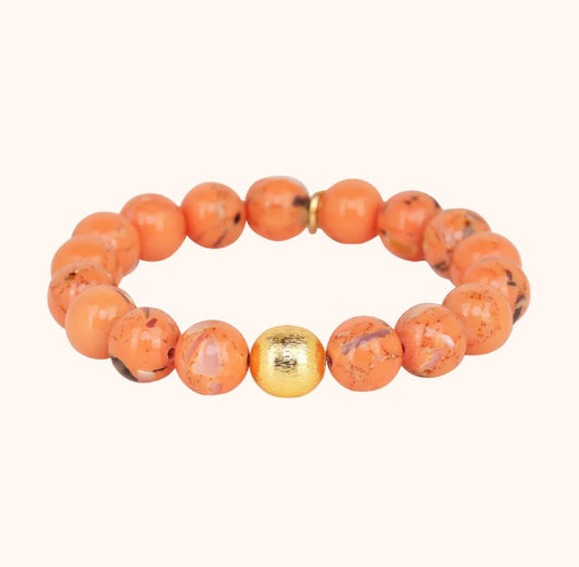 Marble Beaded Bracelet- Peach