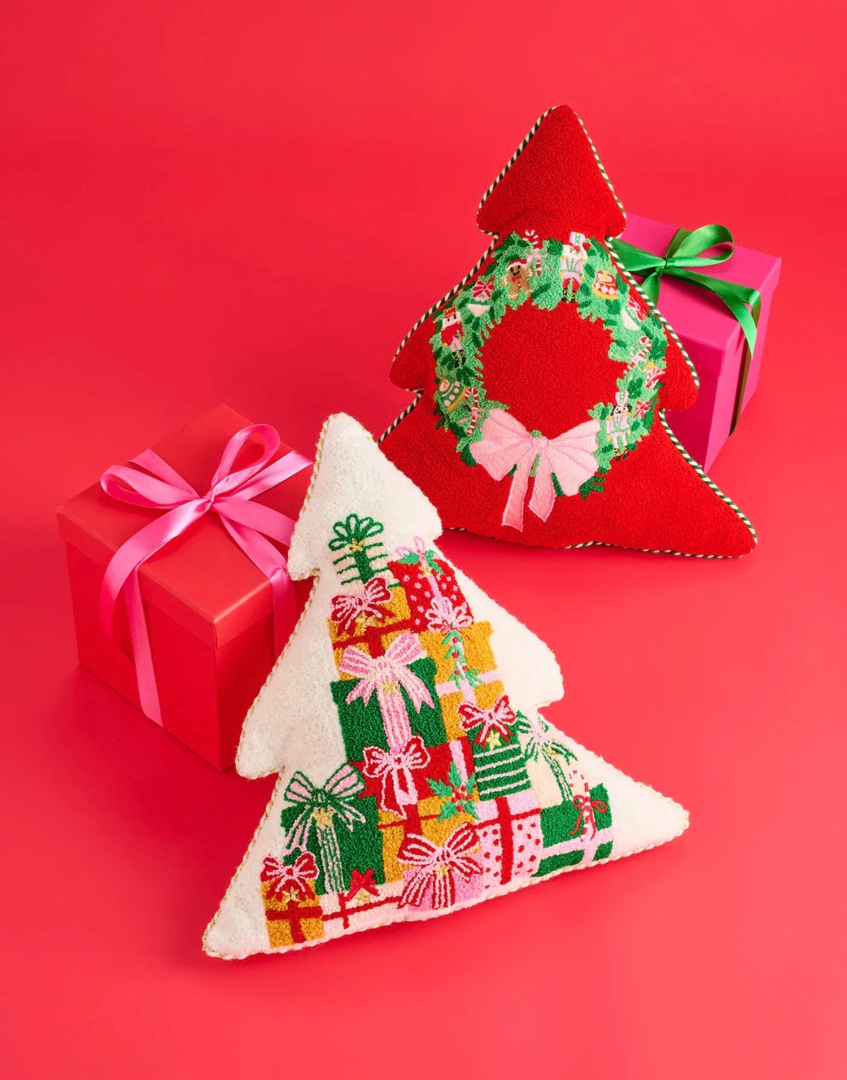 Merry Wreath Tree Shaped Pillow