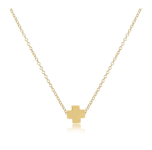 16” Necklace Gold Signature Cross- Gold