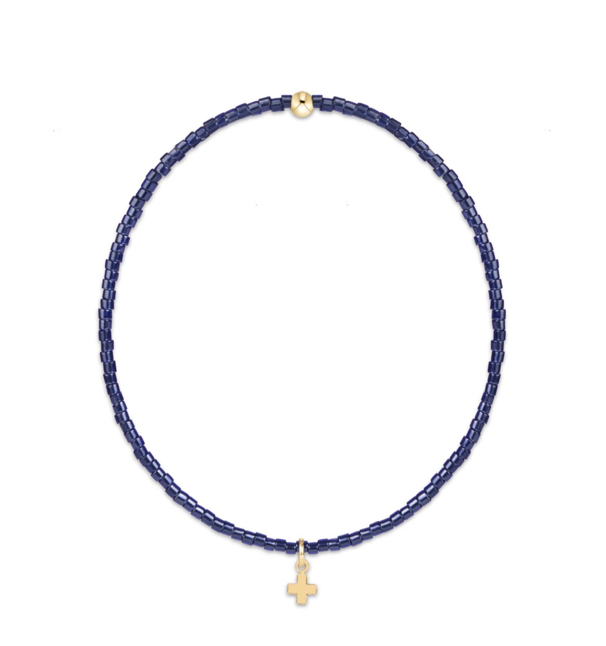 hope classic navy bracelet - signature cross small gold charm