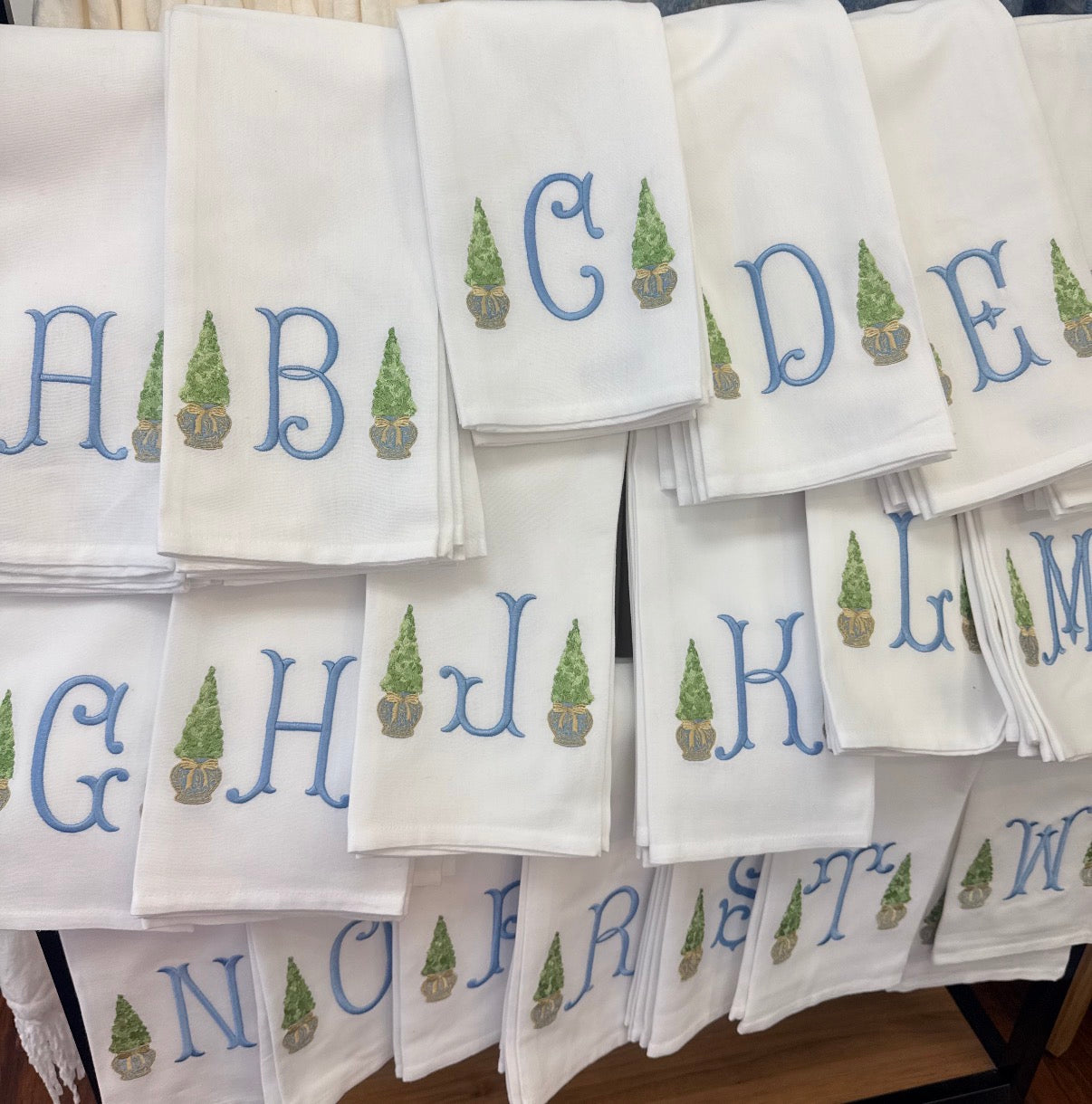 Topiary Initial Tea Towel